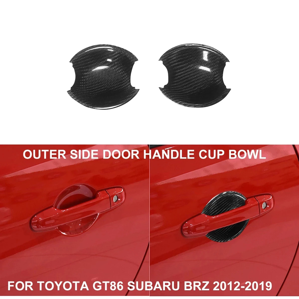 

2pcs/set Car Styling Real Carbon Fiber Outer Door Handle Side Cup Bowl Cover Sticker Trim For Toyota GT86 Subaru BRZ 2012-2019