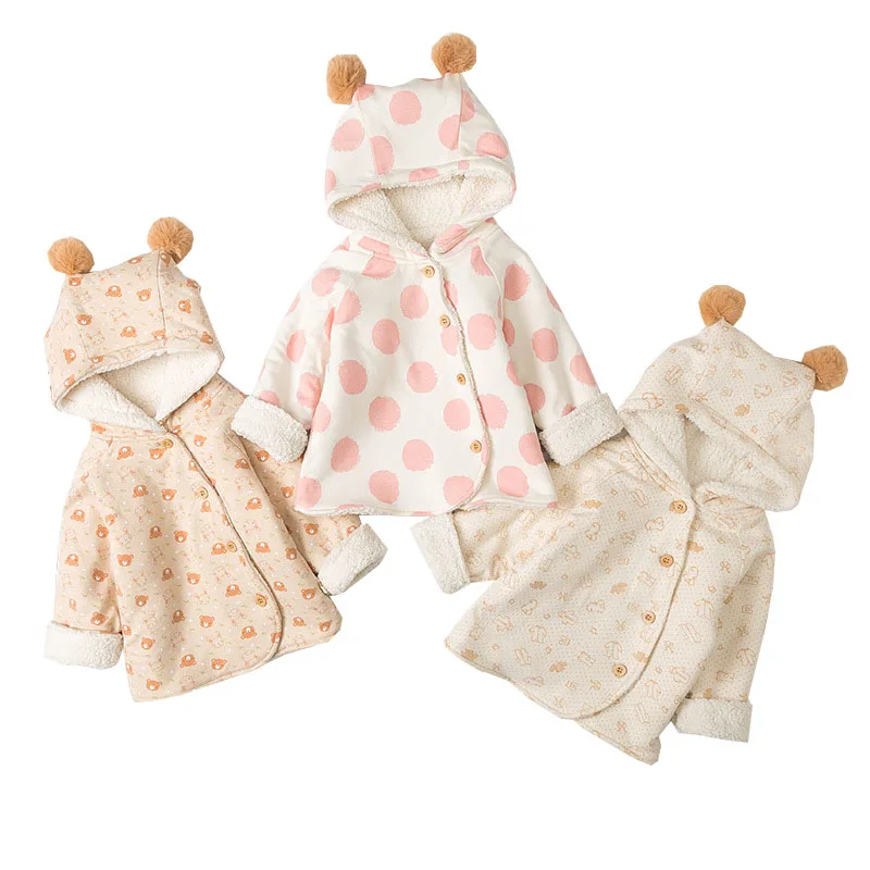 Детская одежда парки в горошек с принтом Детское пальто для девочек верхняя