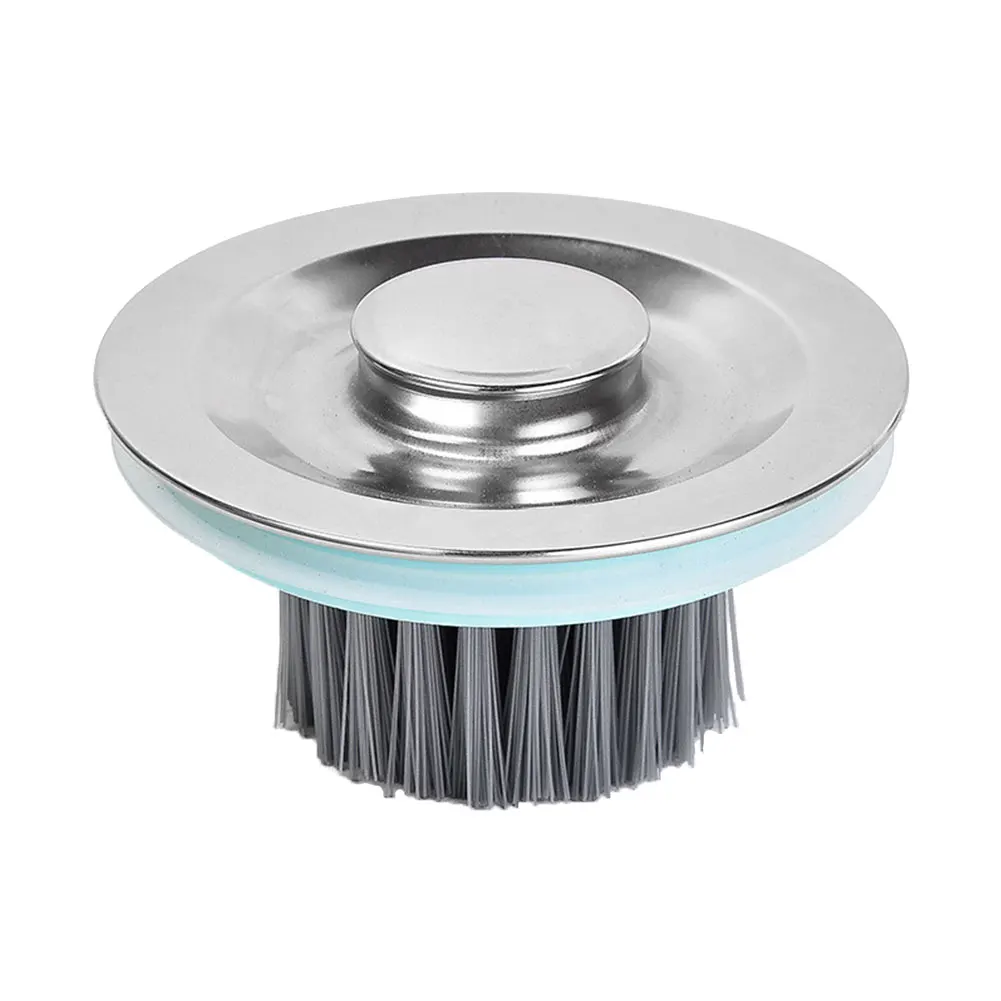 

Practical Sink Stopper Easy Use Kitchen Tool With Brush Drain Water Plug Durable Stainless Steel Circle Accessories Cleaning