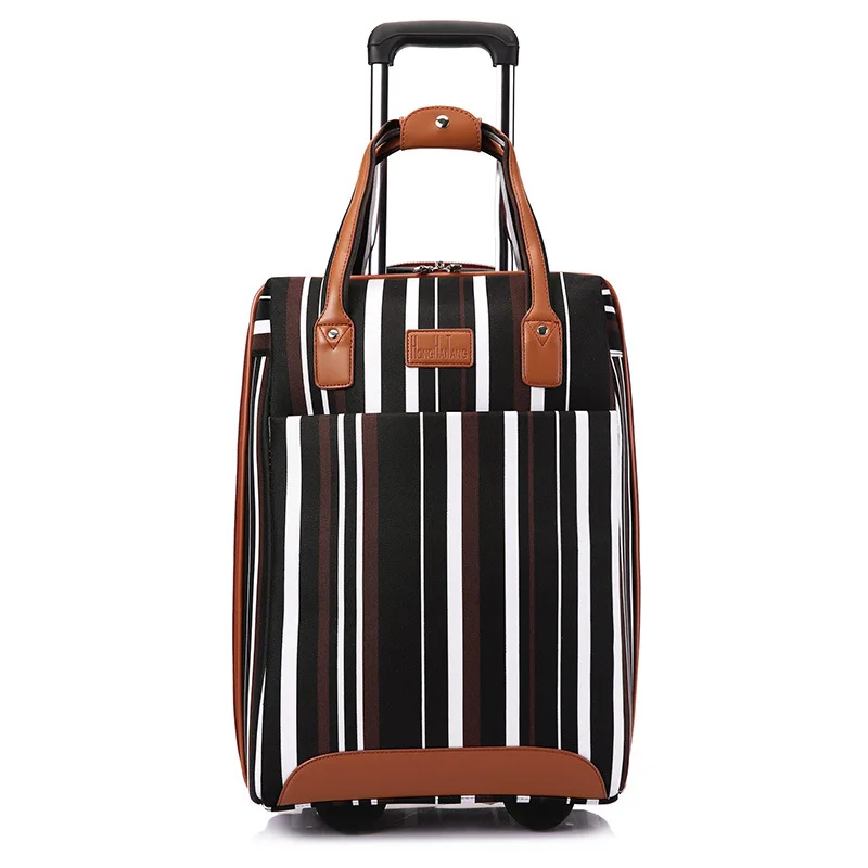 Blackbar Luggage 20 дюймов Дорожный чемодан на колёсиках, набор для женщин, брендовый чемодан на колесиках, в полоску, сумки для путешествий, ремень, Оксфорд - Цвет: Blackbar Luggage