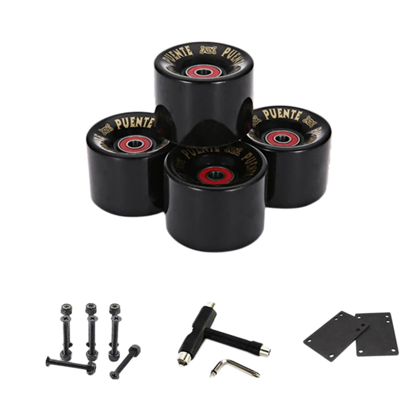

PUENTE 4PCS Skateboard Wheels with Bearings ABEC-9 60X45mm PU Longboard Wheels
