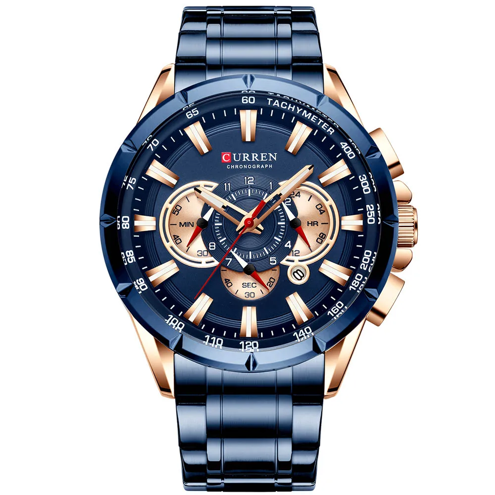 Watches Men CURREN 8363 Brand Men Sport Watches Men's Quartz Clock Man Casual Military Waterproof Wrist Watch relogio masculino - Цвет: Синий