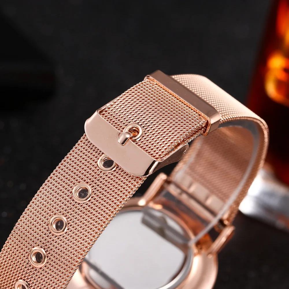 

2021 New Fashion Popular Simple Style Alloy Mesh Strap Watch Unisex Couple Fashion Watch Couple Watch Golden Watch Women