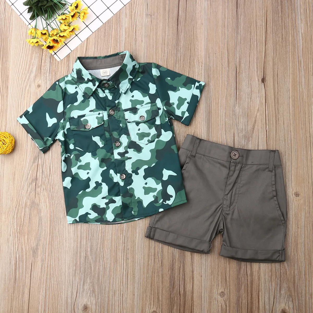 1-6Y Newborn Baby Boys Clothes Sets Cartoon Print Button Tops T-shirt Pants Shorts Sunsuit | Детская одежда и обувь