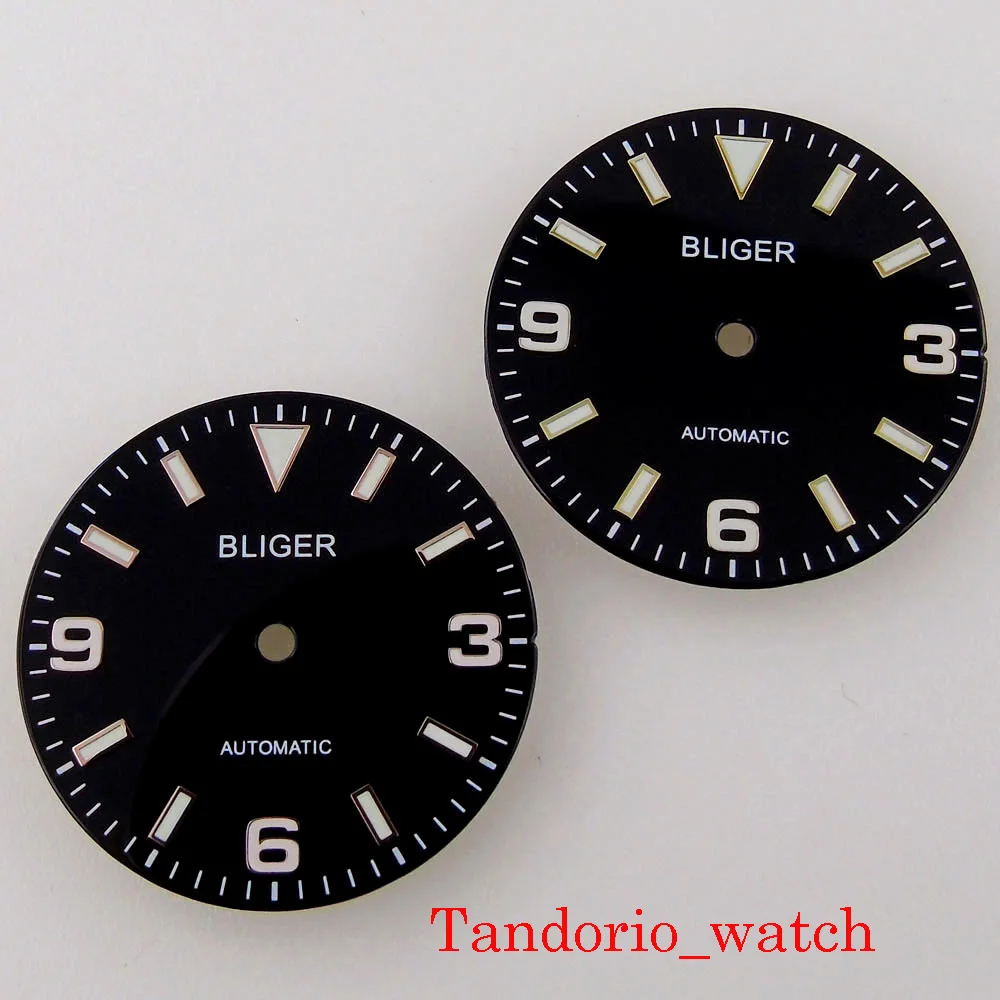 

For NH35 NH36 MIYOTA 8215 821A Mingzhu 2813 82105 ETA 2824 PT5000 29mm Black Dial Merc Hand Green Luminous