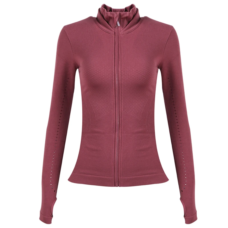 

Women's Zip Sports Jackets High Quality Workout Hoodies Female Long Sleeve Tumb Hole Gym Clothing Slim Yoga Top Sports Sweater