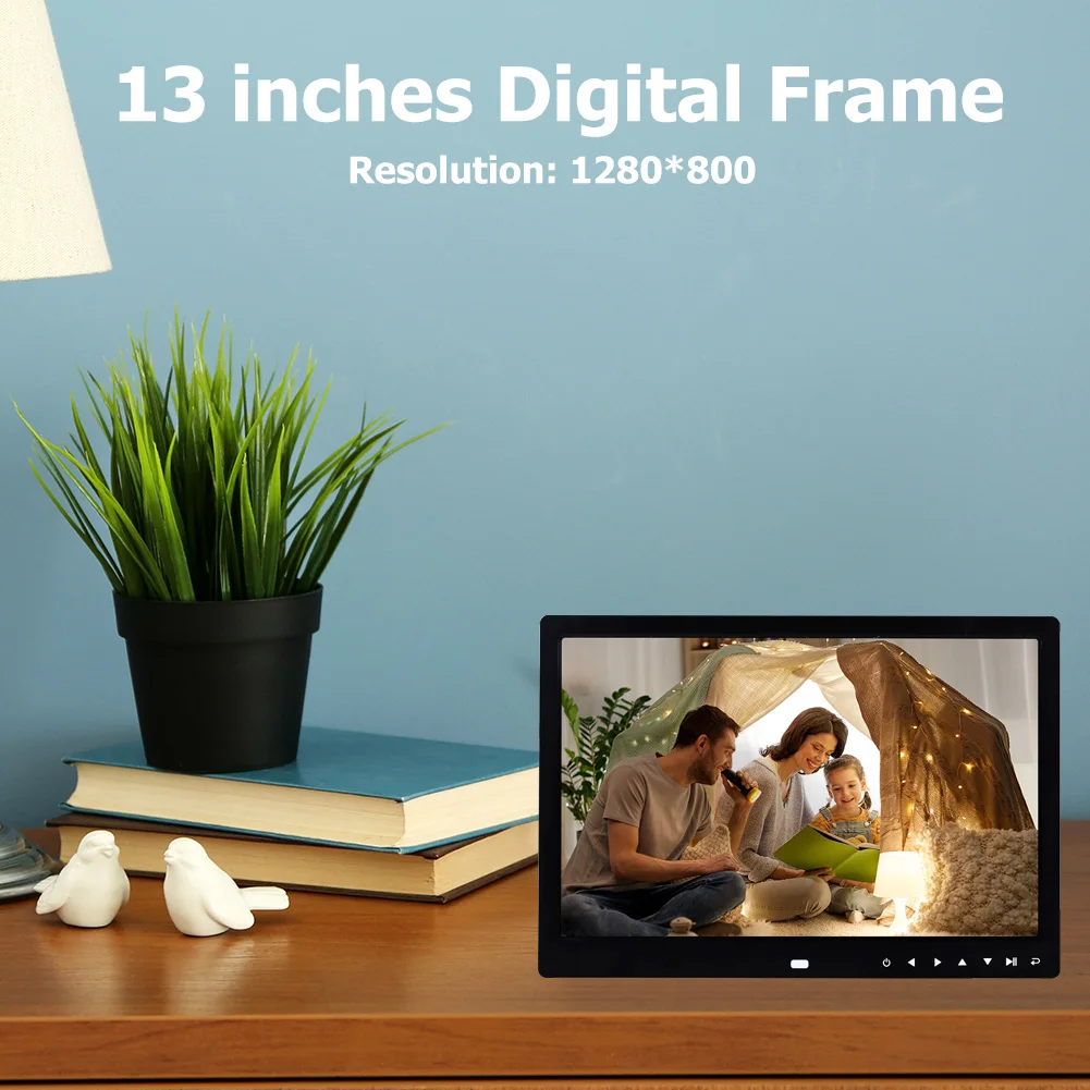 

13 inch HD Digital Photo Frame Touch Picture Electronic Album with Remote Calendar Alarm Clock Music Movie Electronic Album Gift