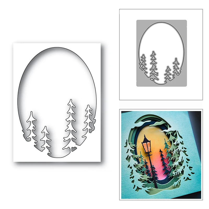 Новые многослойные небольшой сосна коллаж 2020 металлический Трафаретный