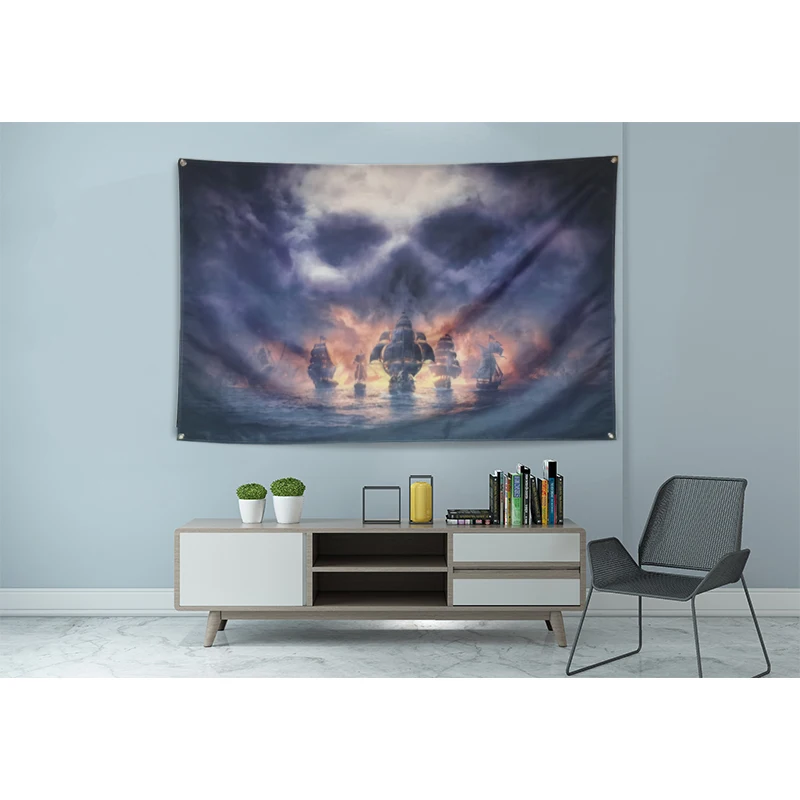 Военный корабль боевой парусная лодка морской флаг баннер из полиэстера 144*96 см