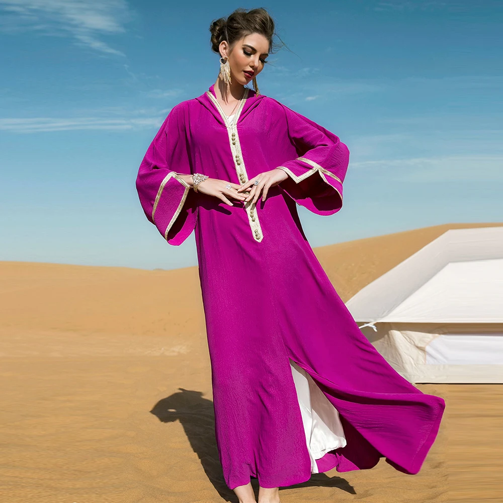 Рамадан ИД розово-красная Abaya Дубай, Турция, мусульманское длинное платье в мусульманском стиле, Abaya s для женщин, кафтан, уличный женский хал...