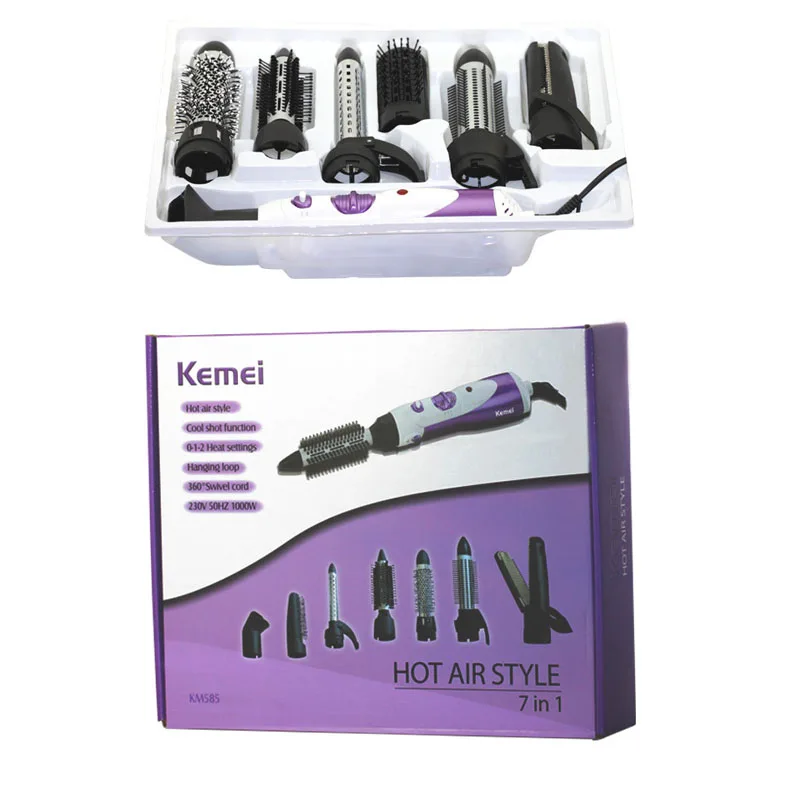 

KEMEI KM-585 7 in 1 Electric Comb Rotary Hair Dryer Brush Hair Curler
