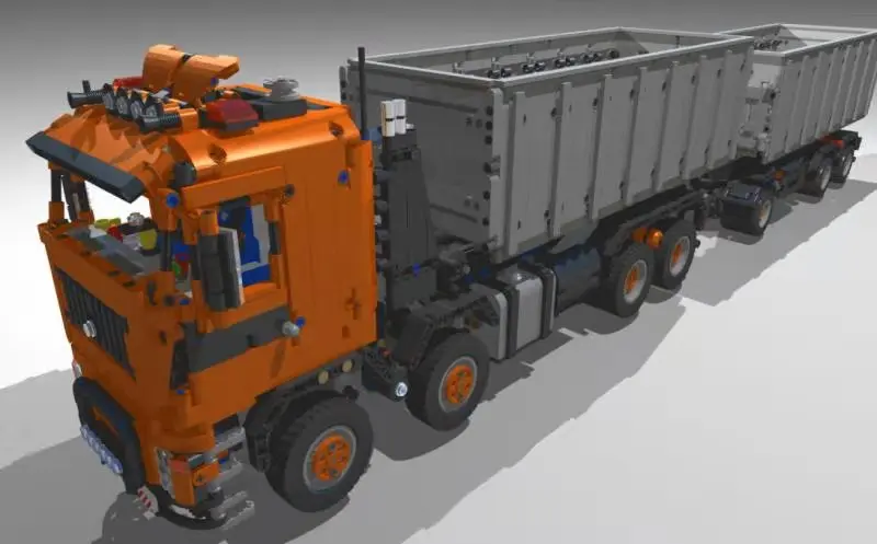 

NEW Science and technology building block MOC trailer truck bucket engineering car remote assembly toy model boy's birthday gift