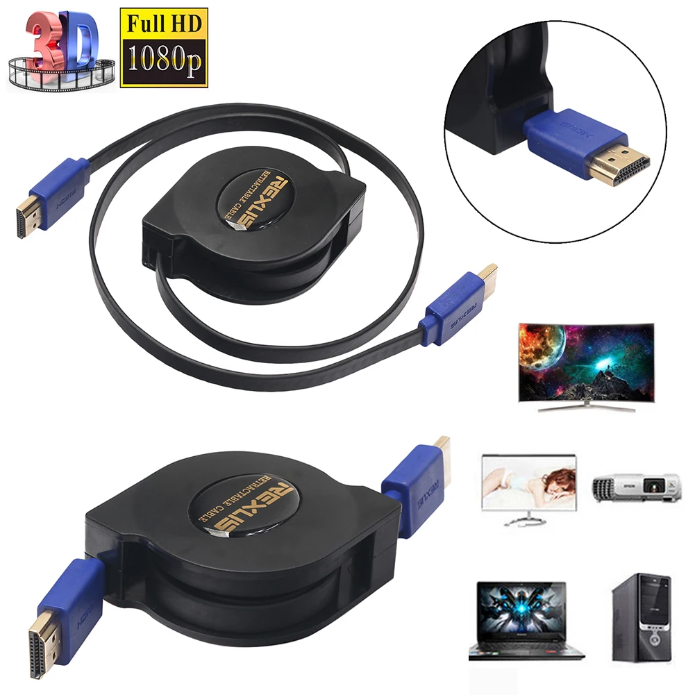 retractable pure copper hdmi cable version 1 4 hd support 1080p 3d 1m1 8m intelligent wearable accessories free global shipping