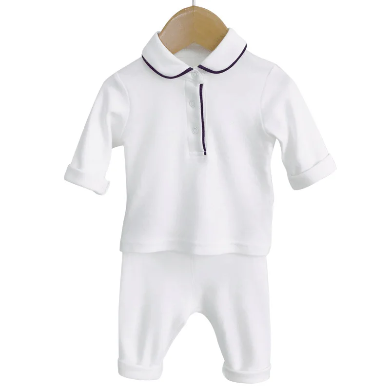 

Newborn Baby Boys Girls Clothes Suit 2021 Spring Infant Baby Clothing Set 2Pcs Toddler Boys Long Sleeves White Tops Pants Outfit