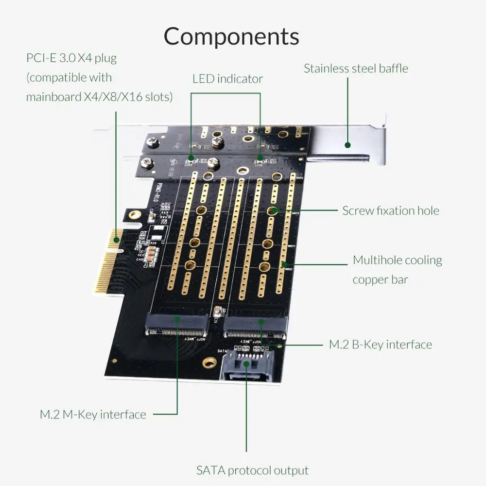 Расширительная карта ORICO M.2 NVME на PCI E 3 0 X4 для ноутбука Поддержка Windows XP/7/8/Vista|Платы