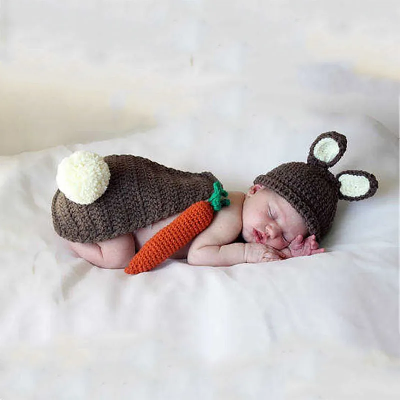 

Детские Подставки для фотографий новорожденного с милым кроликом; Вязаная крючком одежда костюм для малышей и детей; Платье для съемки до а...