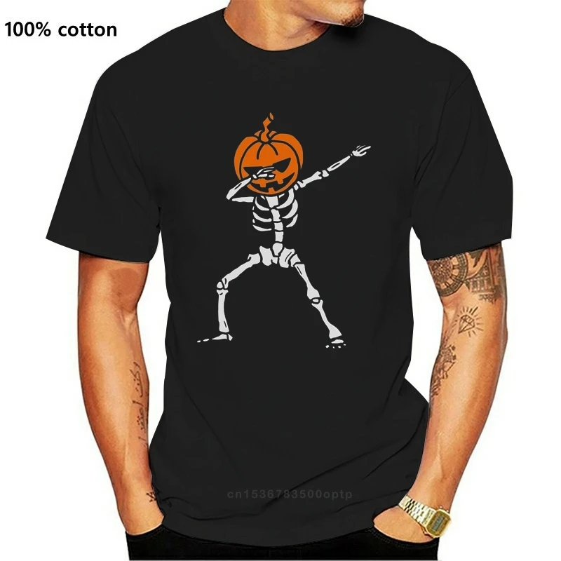 

Новинка, футболка для Хэллоуина Dab Джек О 'Фонарь Dabbing со скелетом-тыквой, забавная футболка свободного размера