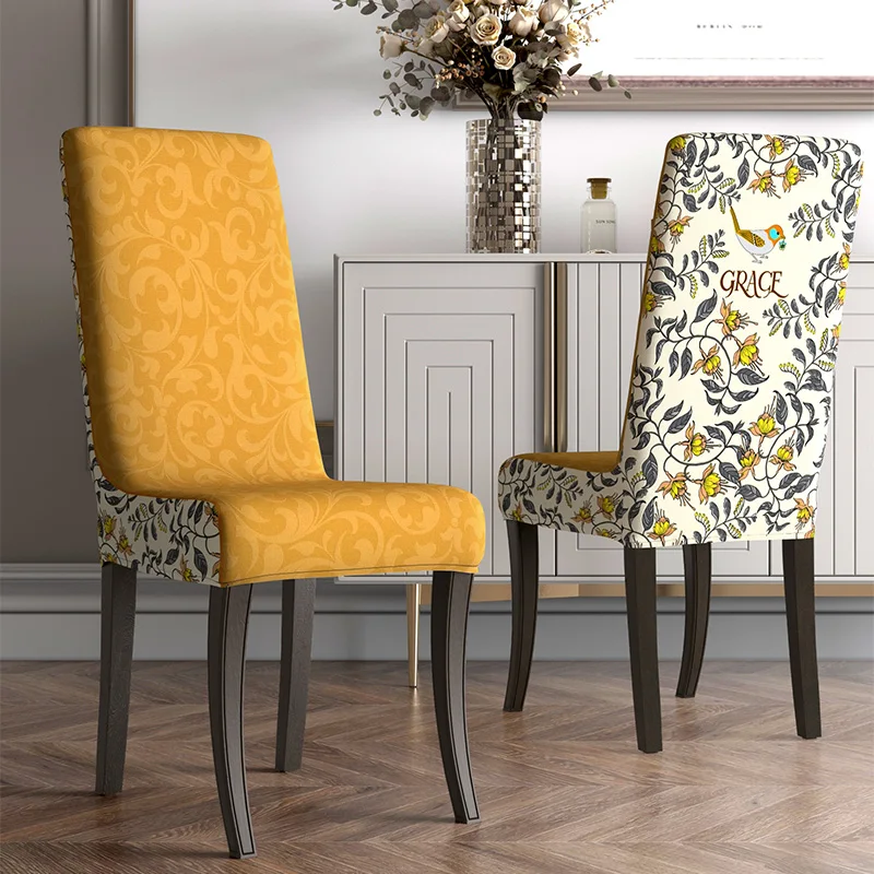 Чехол на стул с прямой спинкой принтом птиц для столовой искусственные Чехлы