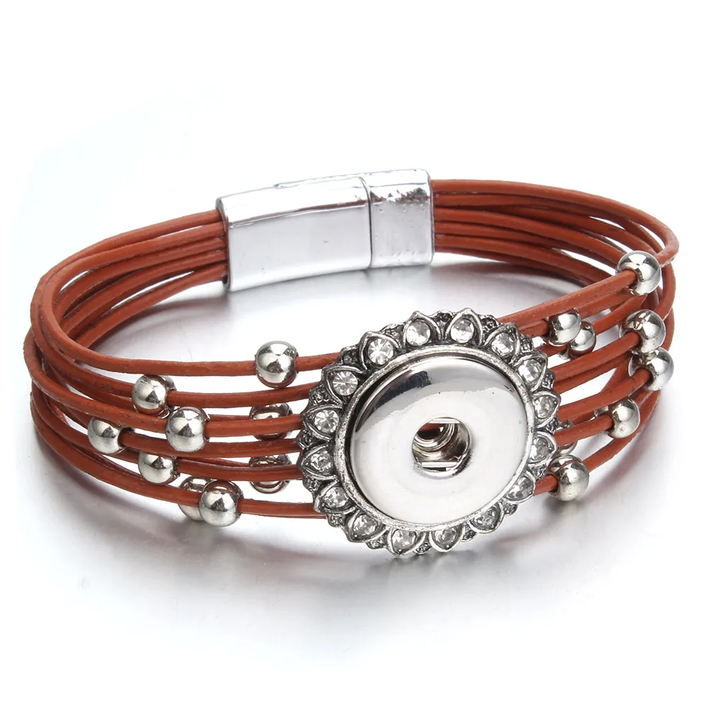 Новые ювелирные изделия с защелкой магнит пряжка ПУ кожа Pulseras 18 мм металлические