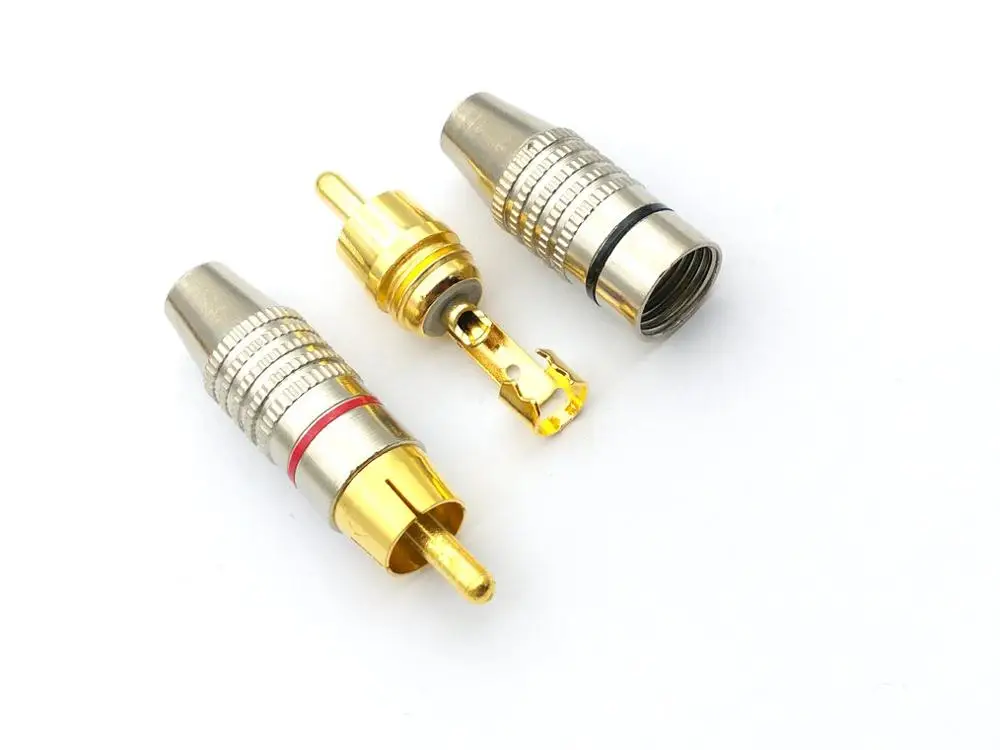 100 шт. металлический паяльник RCA разъем аудио штекер позолоченный адаптер|adapter