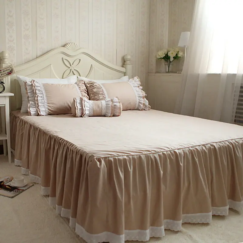 

Hot European style lace bedspreads handmade wrinkle bed cover elegant Coverlets Embroidery bedspread ruffle pillowcase bedding