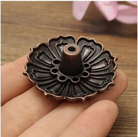 Lotus Bronze 9 отверстий тарелка-кадило для конусной горелки держатель для благовоний медный держатель для благовоний с 9 отверстиями медная конусная статуя