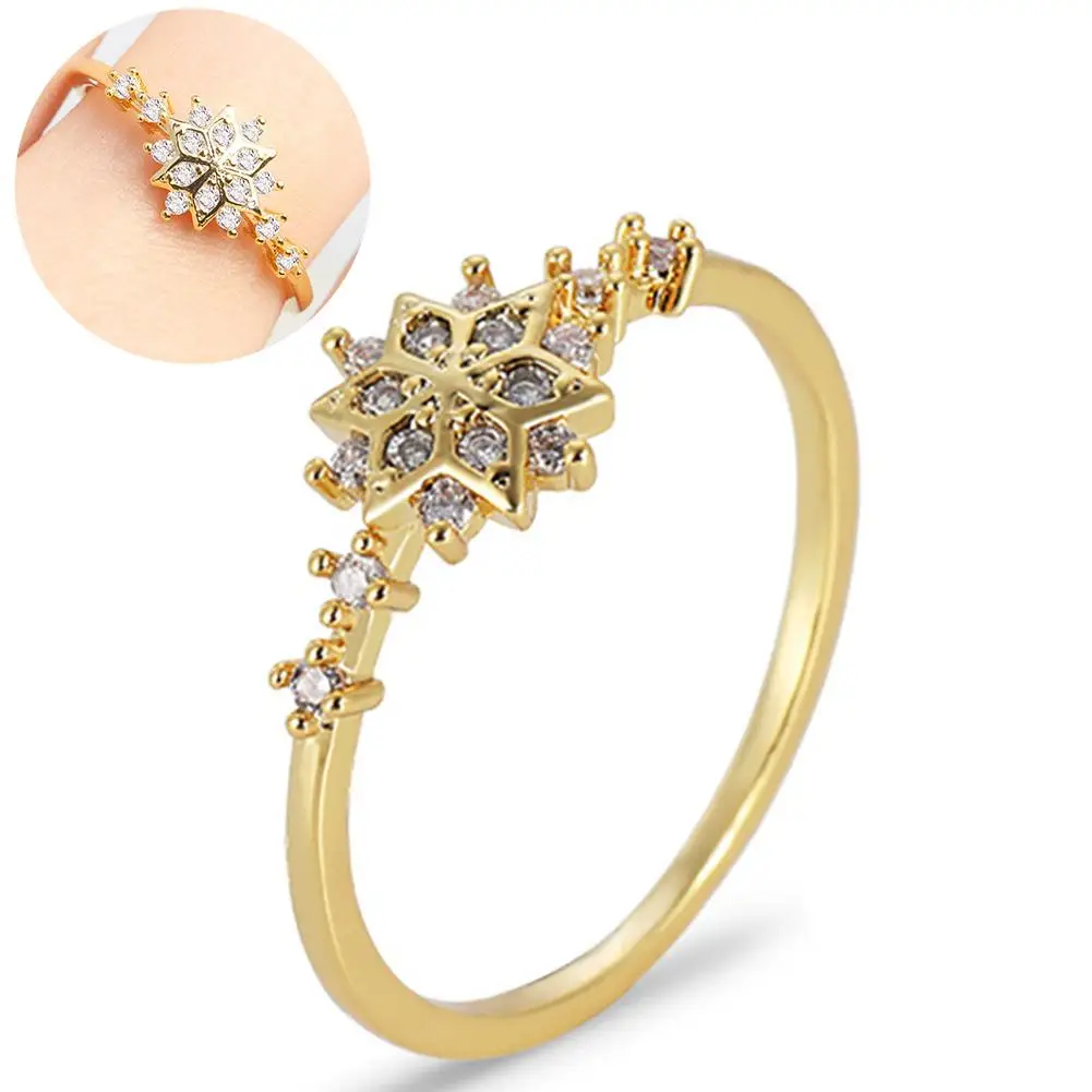 Модные кольца элегантные Стразы инкрустированные снежинками кольцо на палец для