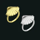 Кольцо женское составное золотистоесеребристое с раковиной