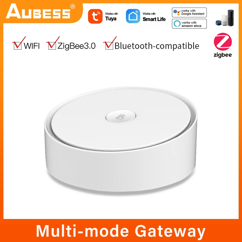 

Сетевой хаб Aubess Tuya ZigBee, умный шлюз с несколькими режимами, совместим с Bluetooth, работает с приложением Tuya, голосовое управление через Alexa
