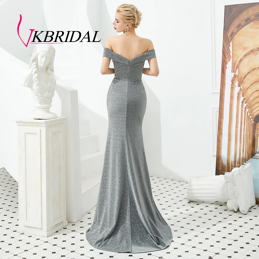 VKbridal сексуальное платье с открытым плечом и Высоким Разрезом Длинное Сверкающее вечернее платье Русалка платья блестящие платья подружки невесты Плюс Размер