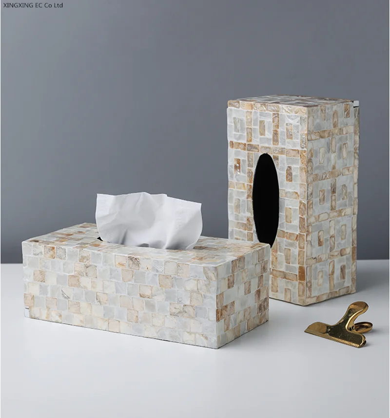 

Light Luxury Shell Decorative Paper Towel Box Living Room Storage Creative Paper Box Home Desktop Storage Bathroom Decoration