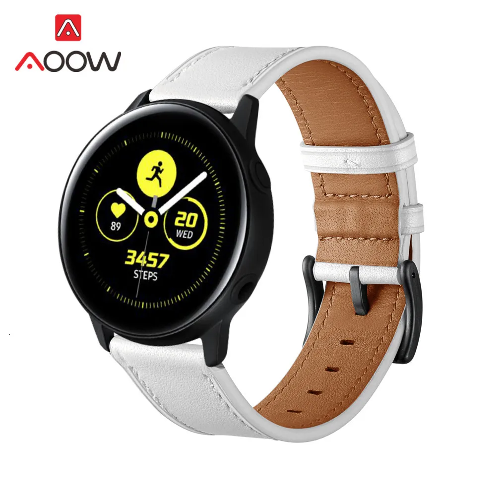 20 мм ремешок из натуральной кожи для samsung Galaxy Watch Active 42 мм gear S2 huawei Garmin vivoactive Amazfit BIP Молодежный браслет
