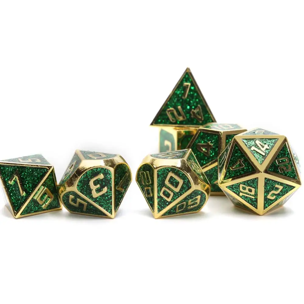 Chengshuo starlight металлические кости dnd Набор кубиков rpg многогранные Твердые подземелья и дракон настольные игры цинковый сплав зеленый d& d кости 7 шт