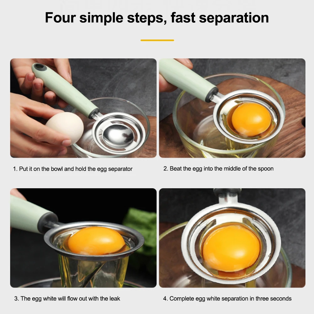 

Stainless Steel Egg Separato rEgg Divider With Plastic Long Handle Kitchen Egg White Yolk Divider Kitchen Accessories