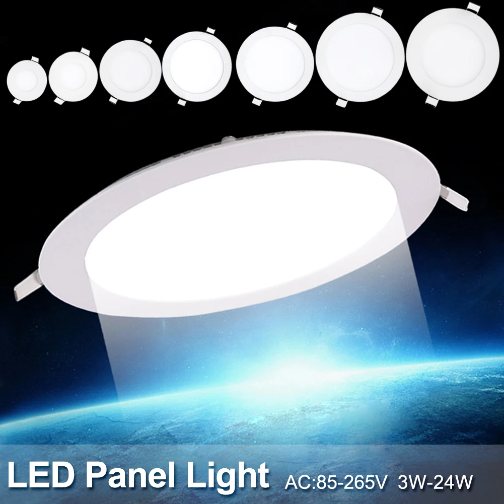 

Cool/Warm White LED Recessed Panel Light LED Ceiling Panel Down Light Round Spot Lamp Fixture+Driver Round Shape