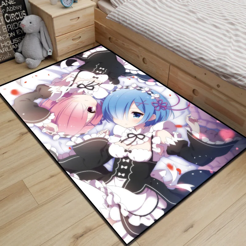 

Anime Re:Life In A Different World From Zero Rem Ram Floor Mat Carpet Decor Bedroom Anti-slip Rugs Doormat Kitchen Mats