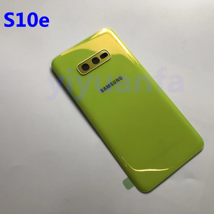 Samsung Galaxy S10 G973 S10 Plus G975 S10E задняя крышка батарейного отсека задняя крышка Корпус Запасные части+ стеклянная рамка объектива камеры - Цвет: S10e yellow