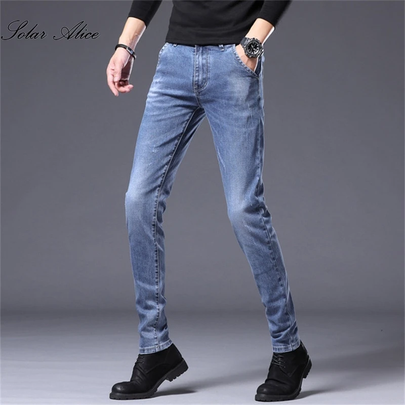 Бесплатная доставка Новинка весна-лето 2021 мужские узкие джинсы эластичные брюки