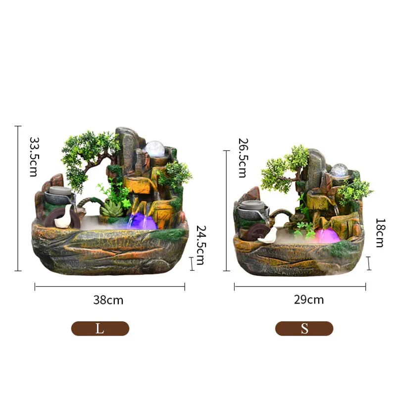 220V Lucky Feng Shui украшения дома в помещении фонтан скала смолы фонтаны водопад