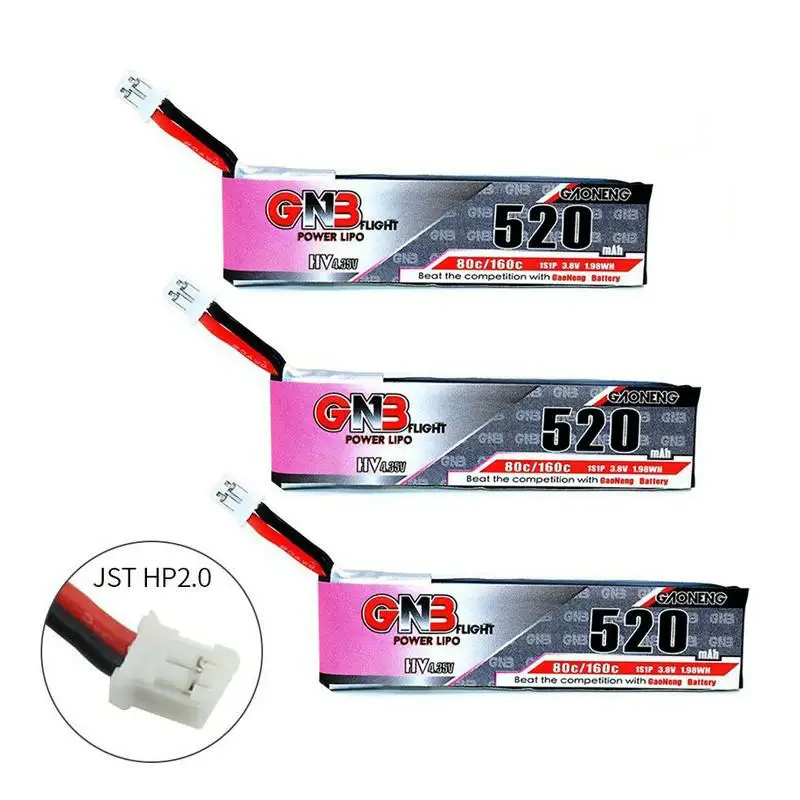 

3 шт. Gaoneng 520 мАч 3,8 в 80C HV Lipo батарея PH2.0 разъем для Emax Tinyhawk Snapper7 E010 M80S Tiny7 Beta85 WL V977 XK K110 Drone