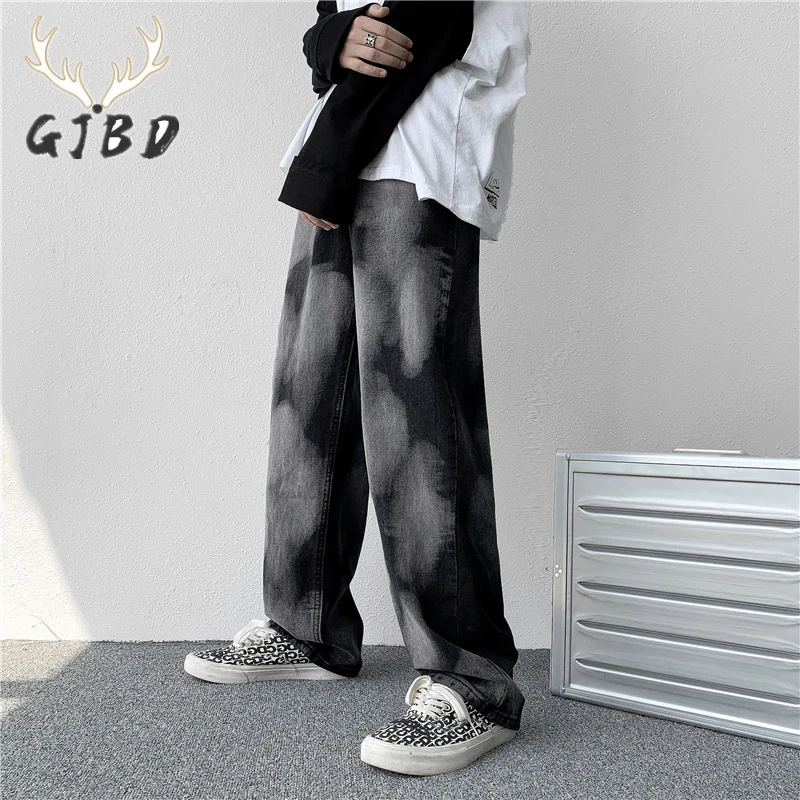 

Women's Jeans High Waist Black Tie Dye Y2K Streetwear Hip Hop Baggy Vintage Mom Wide Leg Casual 2022 Summer Straight Denim Pants