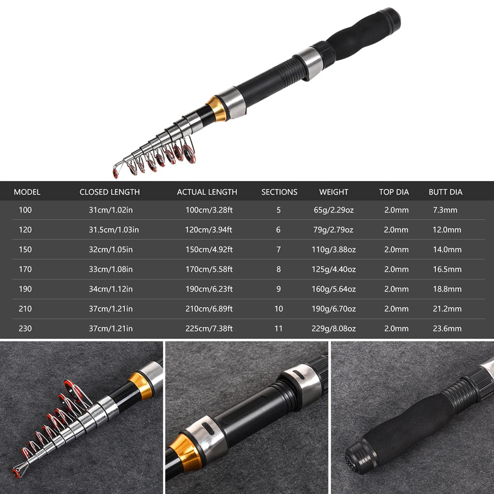 

Carbon Fiber Telescopic Fishing Rod Portable Spinning Fishing Rod Pole Travel Sea Boat Rock Fishing Rod