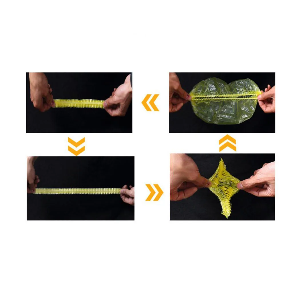 

2021 Top Selling 100pcs/pack Bathroom Hair One-off Shower Bathing Caps Pleated Dust Stretch Hat Hotel Salon Disposable Hair Cap