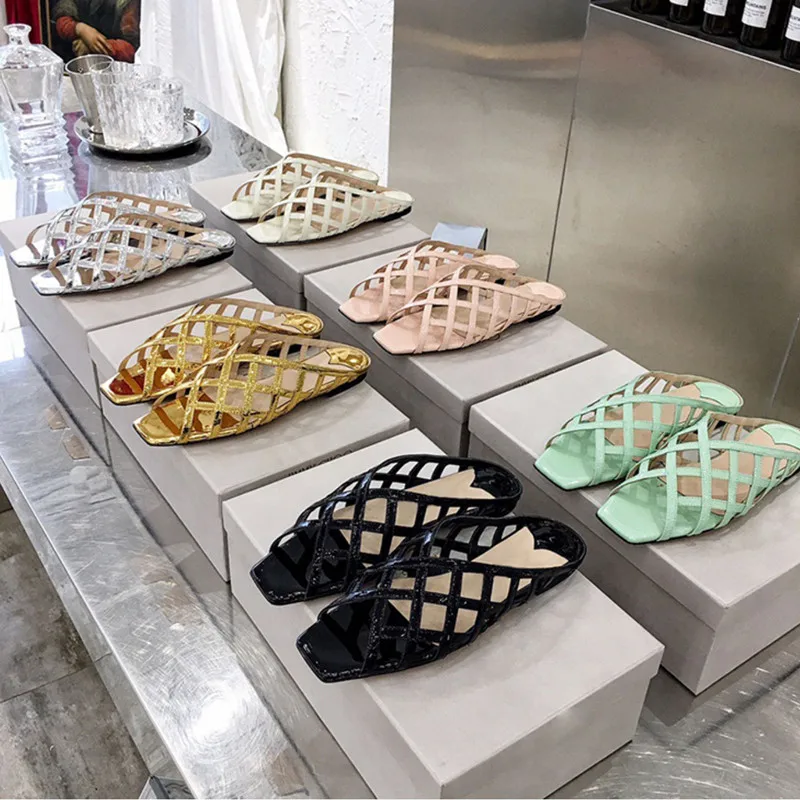 Летние квадратные мюли с открытым носком как у знаменитостей дизайнерские