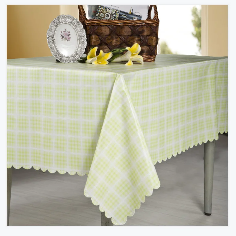 

Household Plastic Tablecloth Waterproof Oil-proof PVC Rectangular Tablecloth Coffee Tablecloth Wave Side Tablecloth