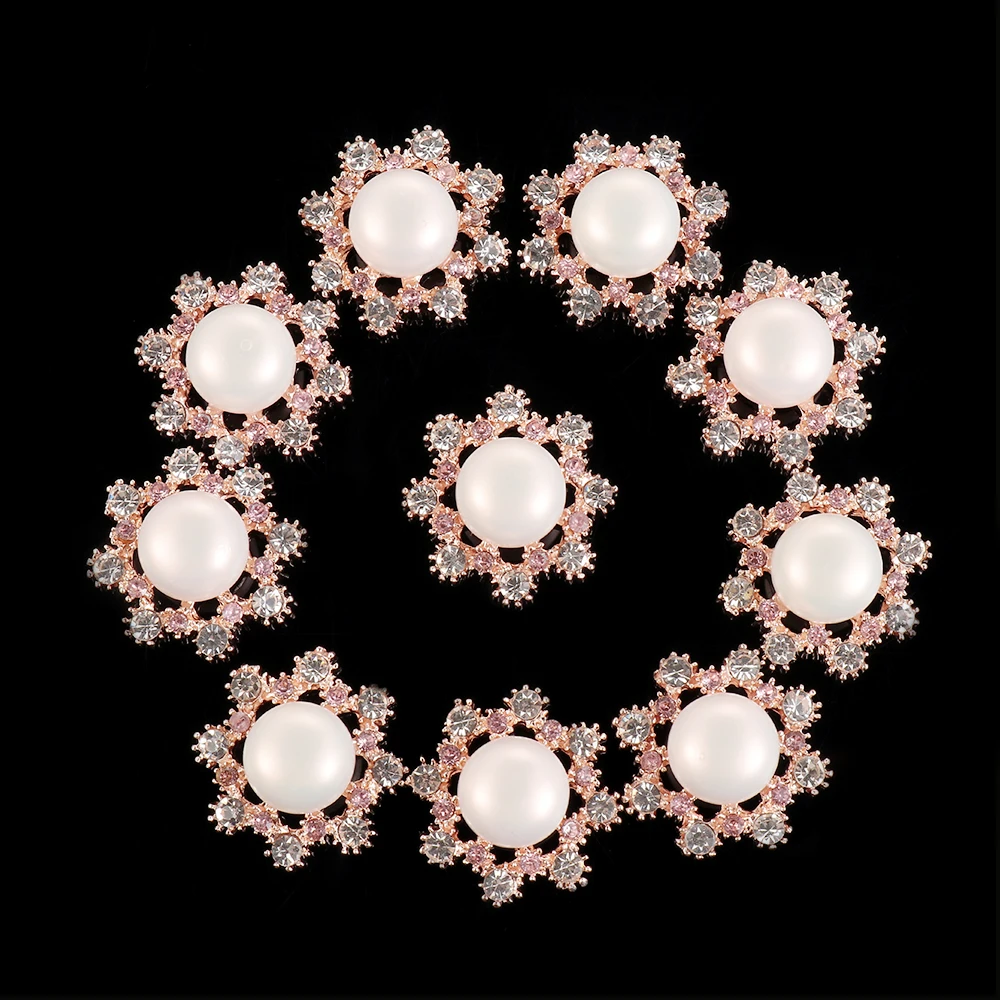10 шт. жемчужные пуговицы со стразами Цветочная пряжка с плоским основанием для