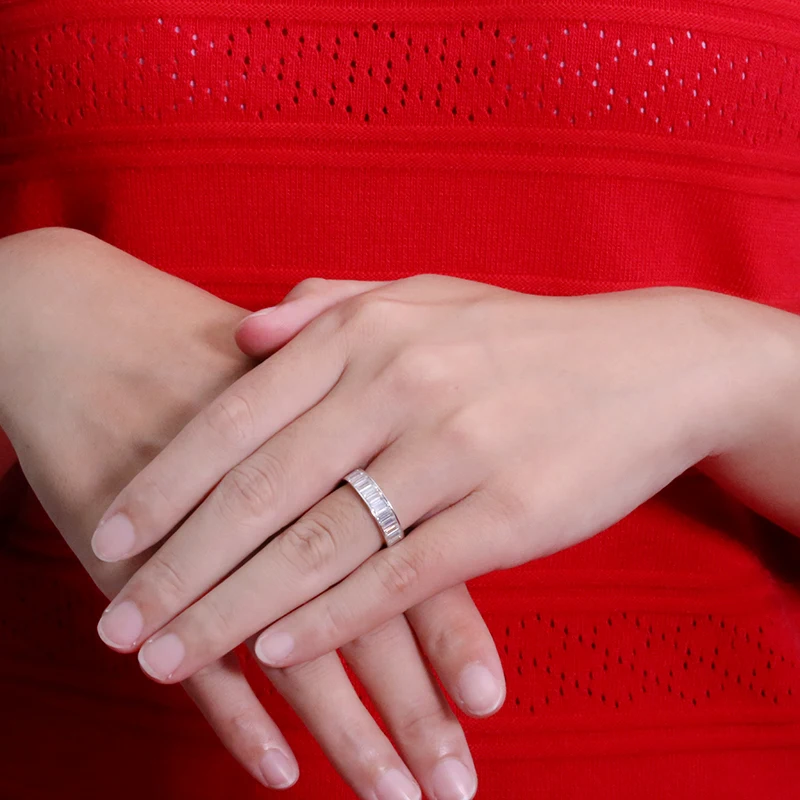 AEAW одноцветное белое золото 18 К Изумрудный багет 2*4 мм широкое Помолвочное кольцо