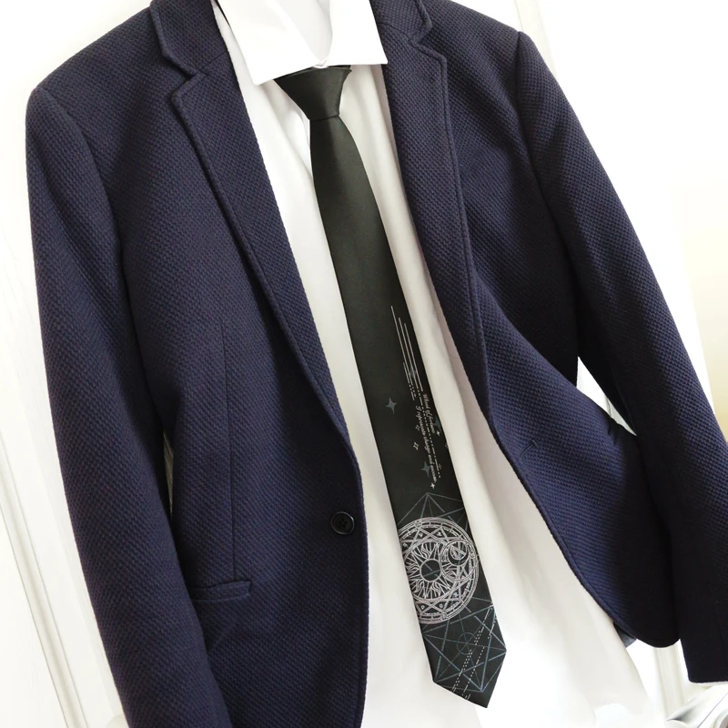 Free shipping New Men's fashion Original Wheel of Destiny Tarot Black Tie Dark Pattern Personality Divination necktie | Аксессуары