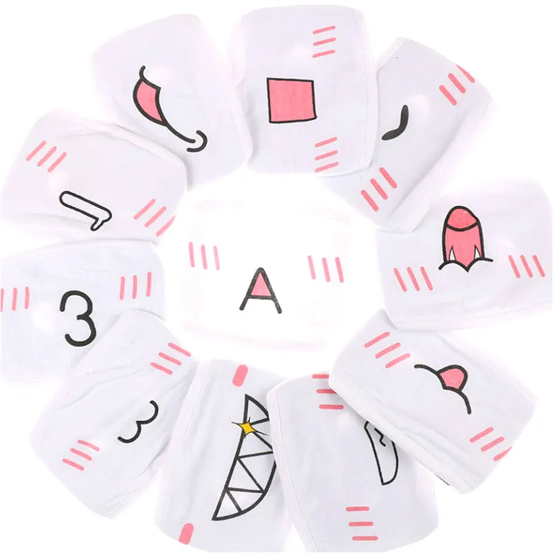 

Single Sell Kawaii Cotton Dust Mask Cartoon Black White Expression Teeth Muffle Smile Face Respirator Anti Kpop Bear Mouth Mask
