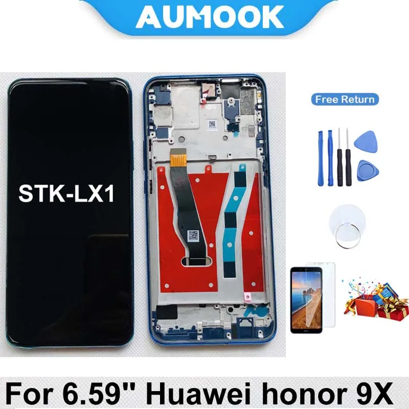 

AUMOOK AAA+++ Original 6.59 Inch for Huawei Honor 9X Premium with Frame Huawei LCD Display Touch Screen Digitizer Assembly